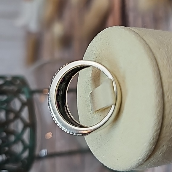 GENUINE RUBY RED BRAIDED STERLING SILVER CHANEL SET BAND - Picture 5 of 15